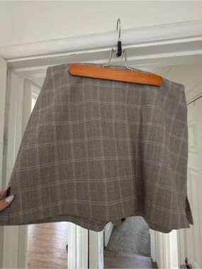 Express Taupe Plaid Mini Skirt
